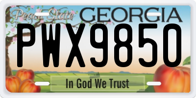 GA license plate PWX9850