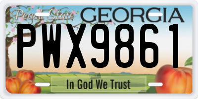 GA license plate PWX9861