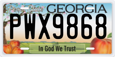 GA license plate PWX9868
