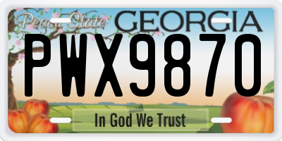 GA license plate PWX9870