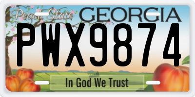 GA license plate PWX9874
