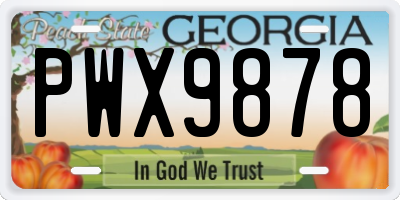 GA license plate PWX9878