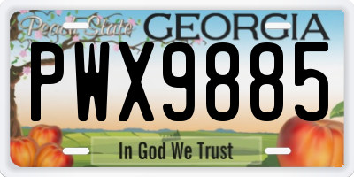 GA license plate PWX9885