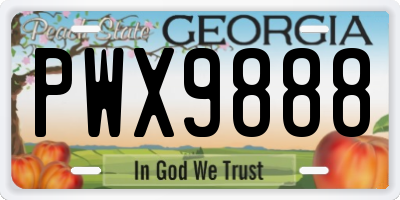 GA license plate PWX9888
