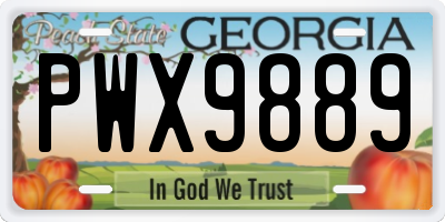 GA license plate PWX9889