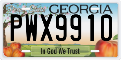 GA license plate PWX9910
