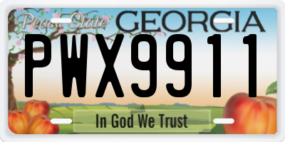 GA license plate PWX9911