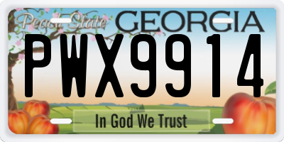GA license plate PWX9914