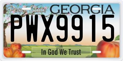 GA license plate PWX9915
