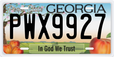 GA license plate PWX9927