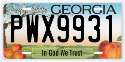 GA license plate PWX9931