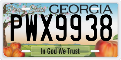 GA license plate PWX9938