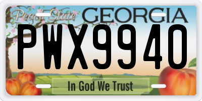 GA license plate PWX9940