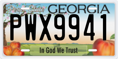 GA license plate PWX9941