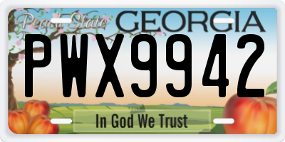 GA license plate PWX9942