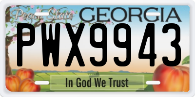 GA license plate PWX9943