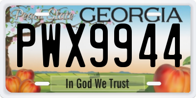 GA license plate PWX9944
