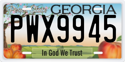 GA license plate PWX9945