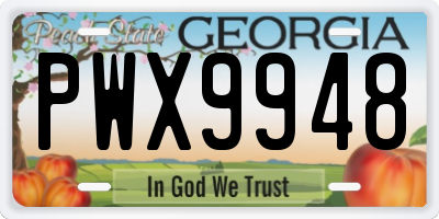 GA license plate PWX9948