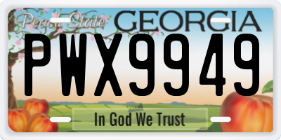 GA license plate PWX9949