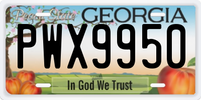 GA license plate PWX9950