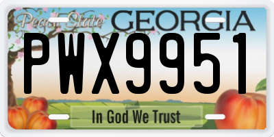 GA license plate PWX9951