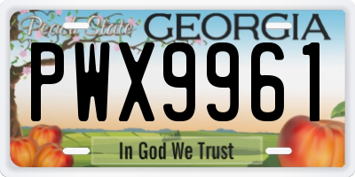 GA license plate PWX9961