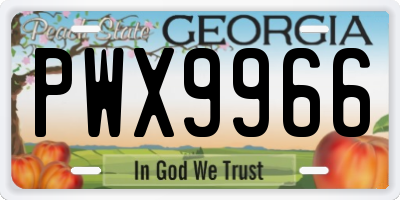 GA license plate PWX9966