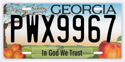GA license plate PWX9967