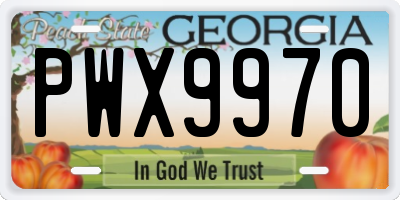 GA license plate PWX9970