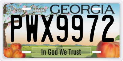 GA license plate PWX9972