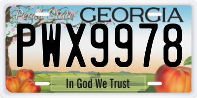 GA license plate PWX9978