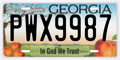 GA license plate PWX9987