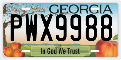 GA license plate PWX9988