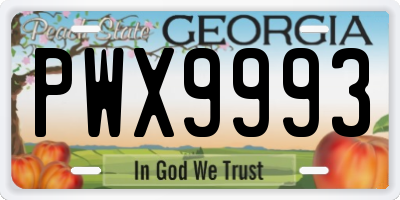 GA license plate PWX9993