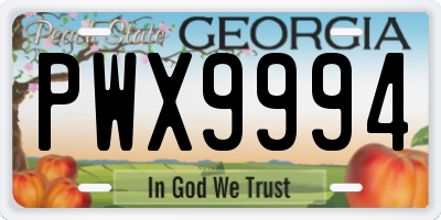 GA license plate PWX9994
