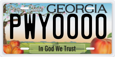 GA license plate PWY0000