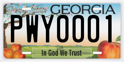 GA license plate PWY0001