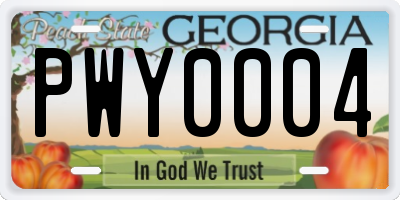 GA license plate PWY0004