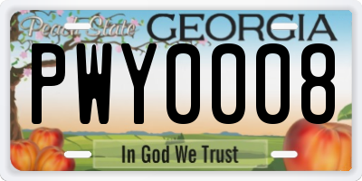 GA license plate PWY0008