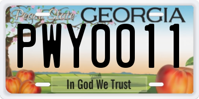 GA license plate PWY0011