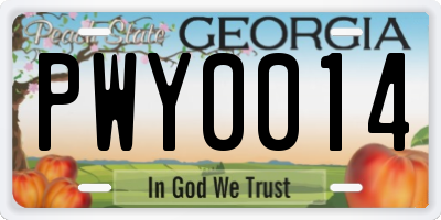 GA license plate PWY0014