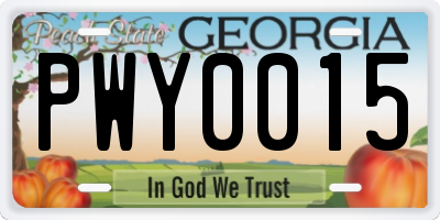 GA license plate PWY0015