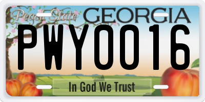 GA license plate PWY0016