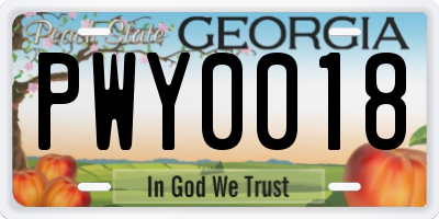 GA license plate PWY0018