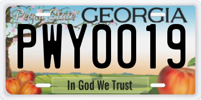 GA license plate PWY0019