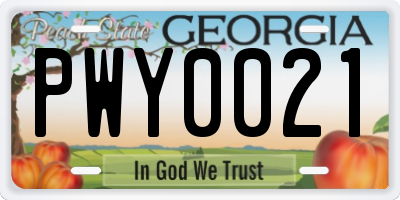 GA license plate PWY0021