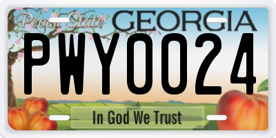 GA license plate PWY0024
