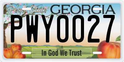 GA license plate PWY0027