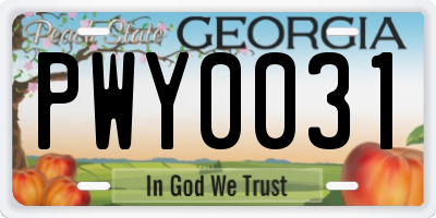 GA license plate PWY0031